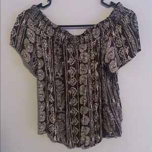 Off the Shoulder Top Brown